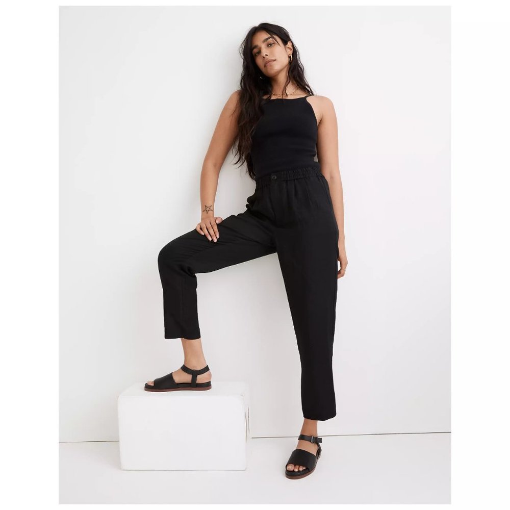 Madewell Linen-Blend Pull-On Tapered Pants